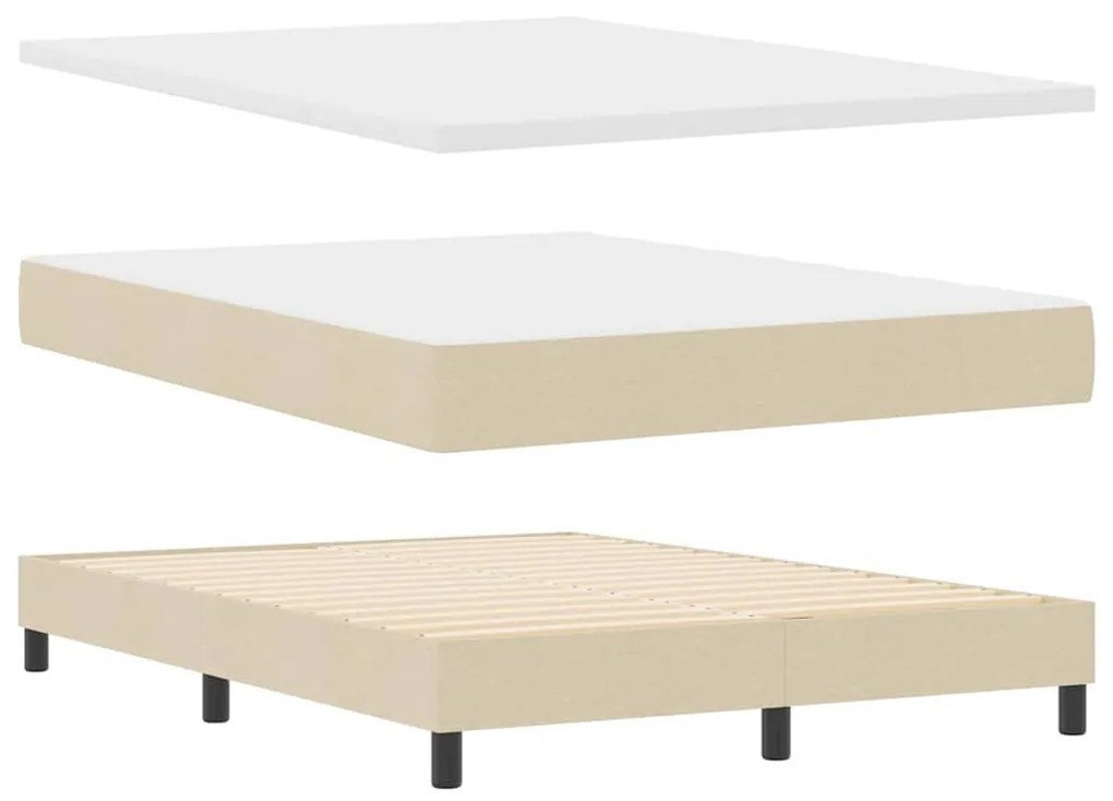 vidaXL Κρεβάτι box spring με στρώμα με στρώμα Κρεμ 140 x 200 cm