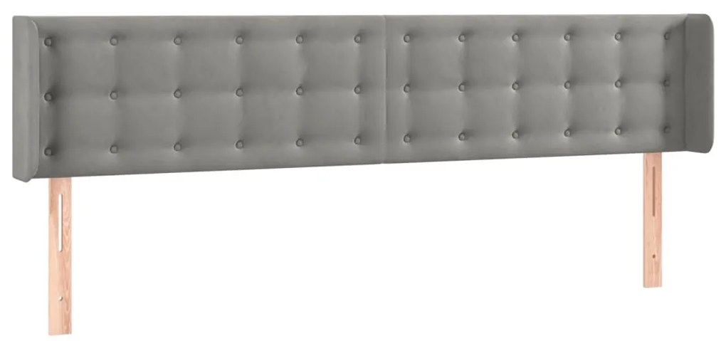 vidaXL Κεφαλάρι με Πτερύγια Ανοιχτό Γκρι 183x16x78/88 εκ. Βελούδινο