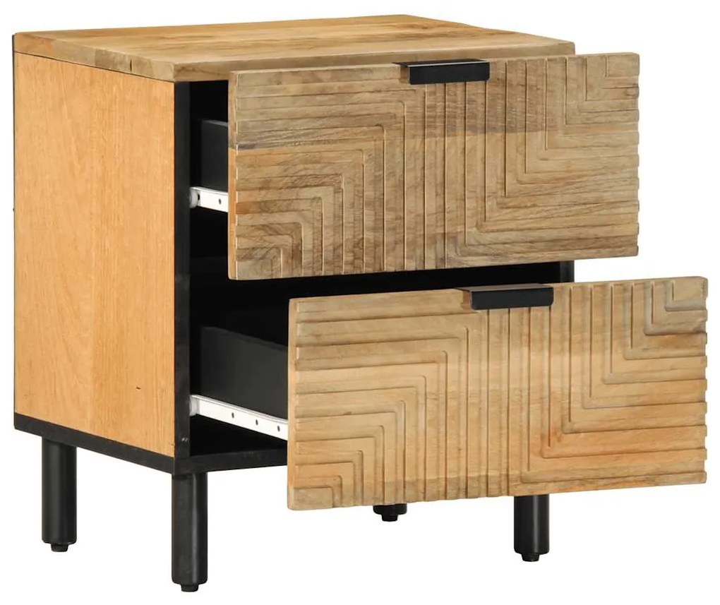 Κομοδίνα 2 τεμάχια καφέ 40x33x46 cm από μασίφ ξύλο Mango - Καφέ