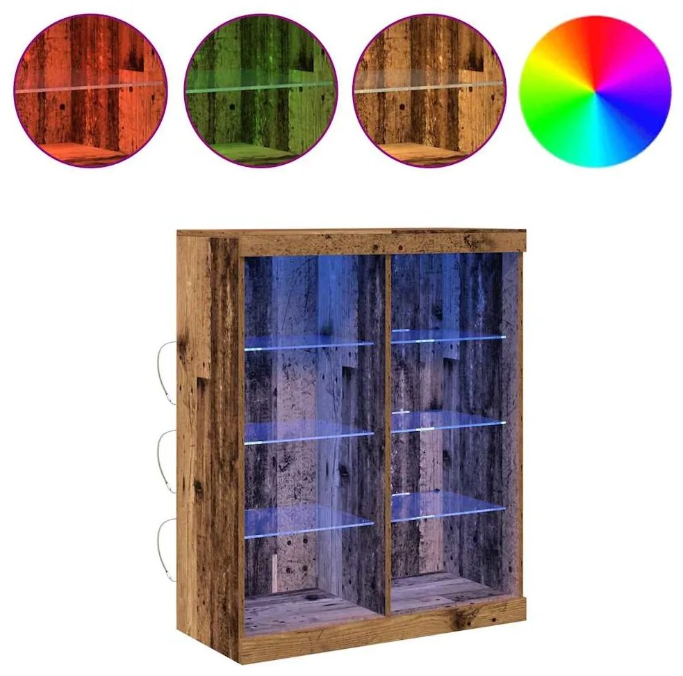 vidaXL Μπουφές με LED Φώτα Παλιού Ξύλου 41x37x100 εκ.