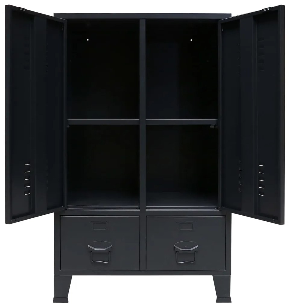 vidaXL Ντουλάπι με Βιομηχανικό Στιλ Μαύρο 67 x 35 x 107 εκ. Μεταλλικό