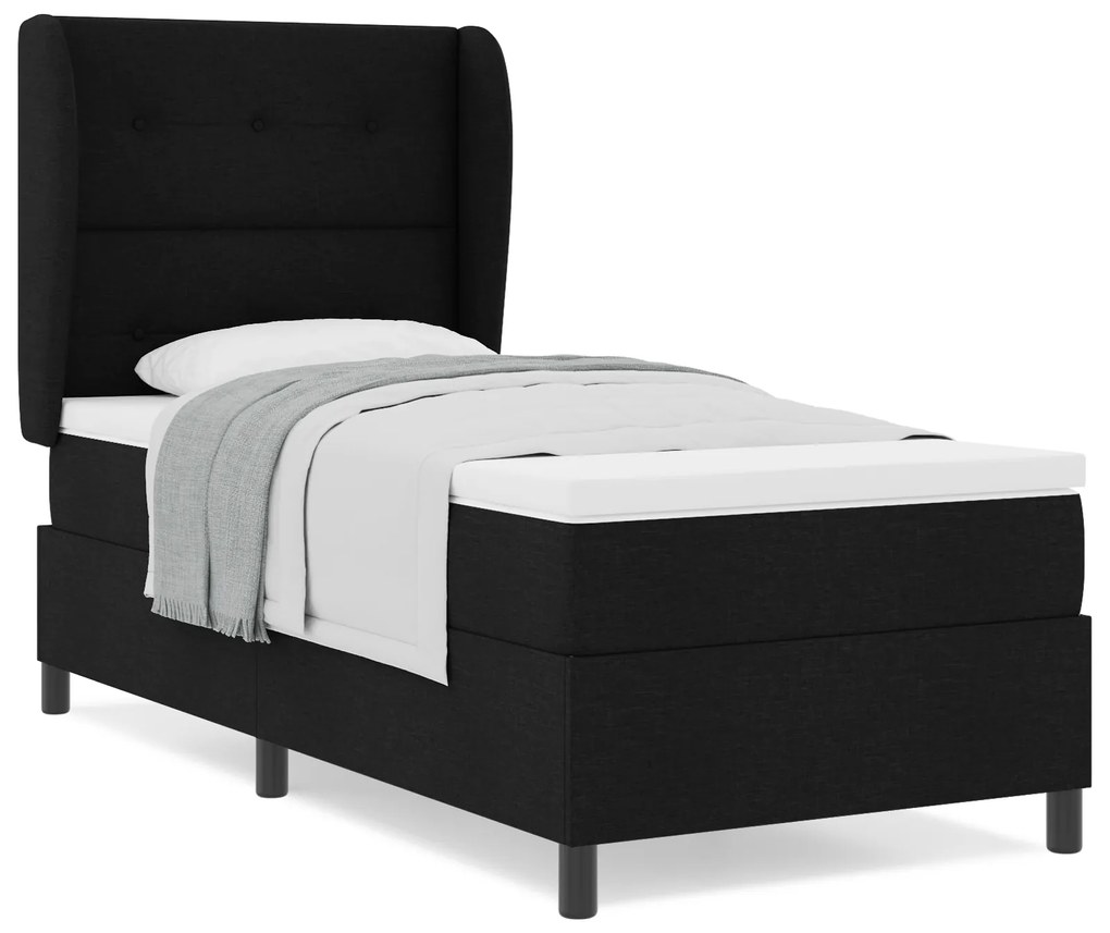 vidaXL Κρεβάτι Box Spring με Στρώμα Μαύρο 90x200 εκ. Υφασμάτινο