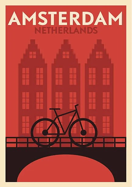 Εικονογράφηση Typographic Amsterdam City Poster Design, kursatunsal