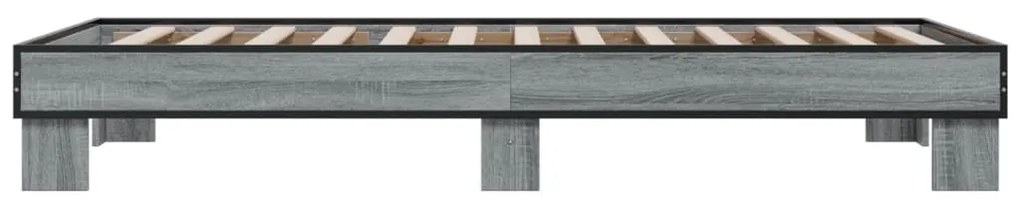 vidaXL Πλαίσιο Κρεβατιού Γκρι Sonoma 100x200 εκ. Επεξ. Ξύλο & Μέταλλο