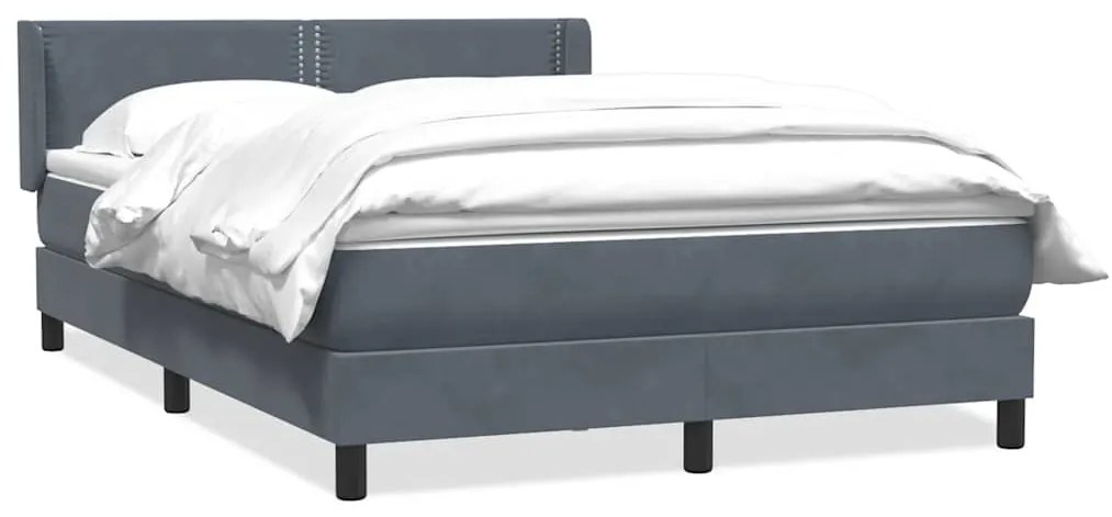 vidaXL Κρεβάτι Boxspring με Στρώμα Σκούρο Γκρι 140x210 εκ. Βελούδινο