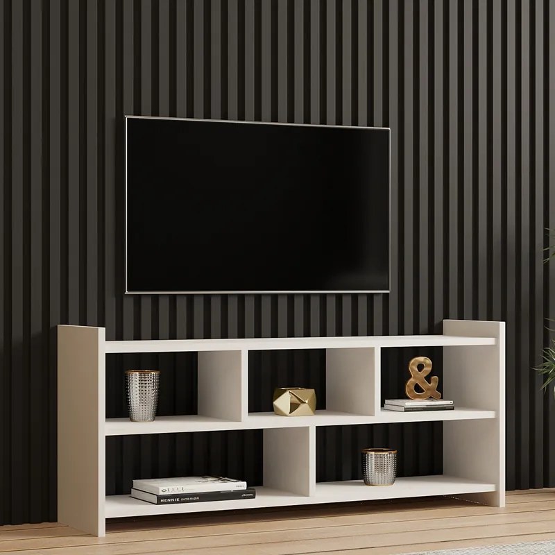 Έπιπλο τηλεόρασης Kapri pakoworld σε λευκή απόχρωση 120x28x55εκ (1 τεμάχια)