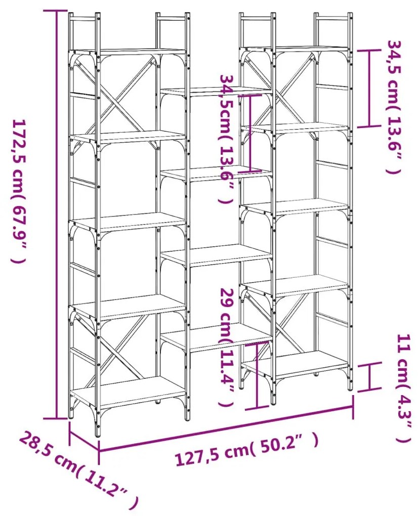 Βιβλιοθήκη Καπνιστή Δρυς 127,5x28,5x172,5εκ. Επεξεργασμένο Ξύλο - Καφέ