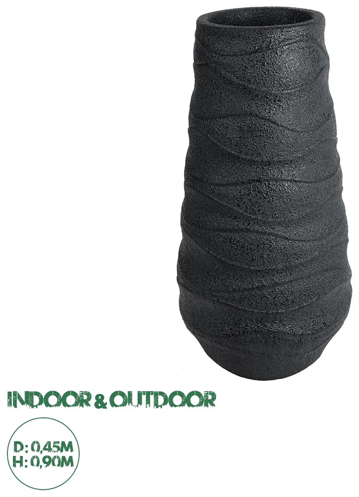 20727 GloboStar® Artificial Garden BOLOGNA 20727 Επιδαπέδιο Πολυεστερικό Τσιμεντένιο Κασπώ Γλάστρα - Flower Pot Μαύρο Φ45 x Υ90cm
