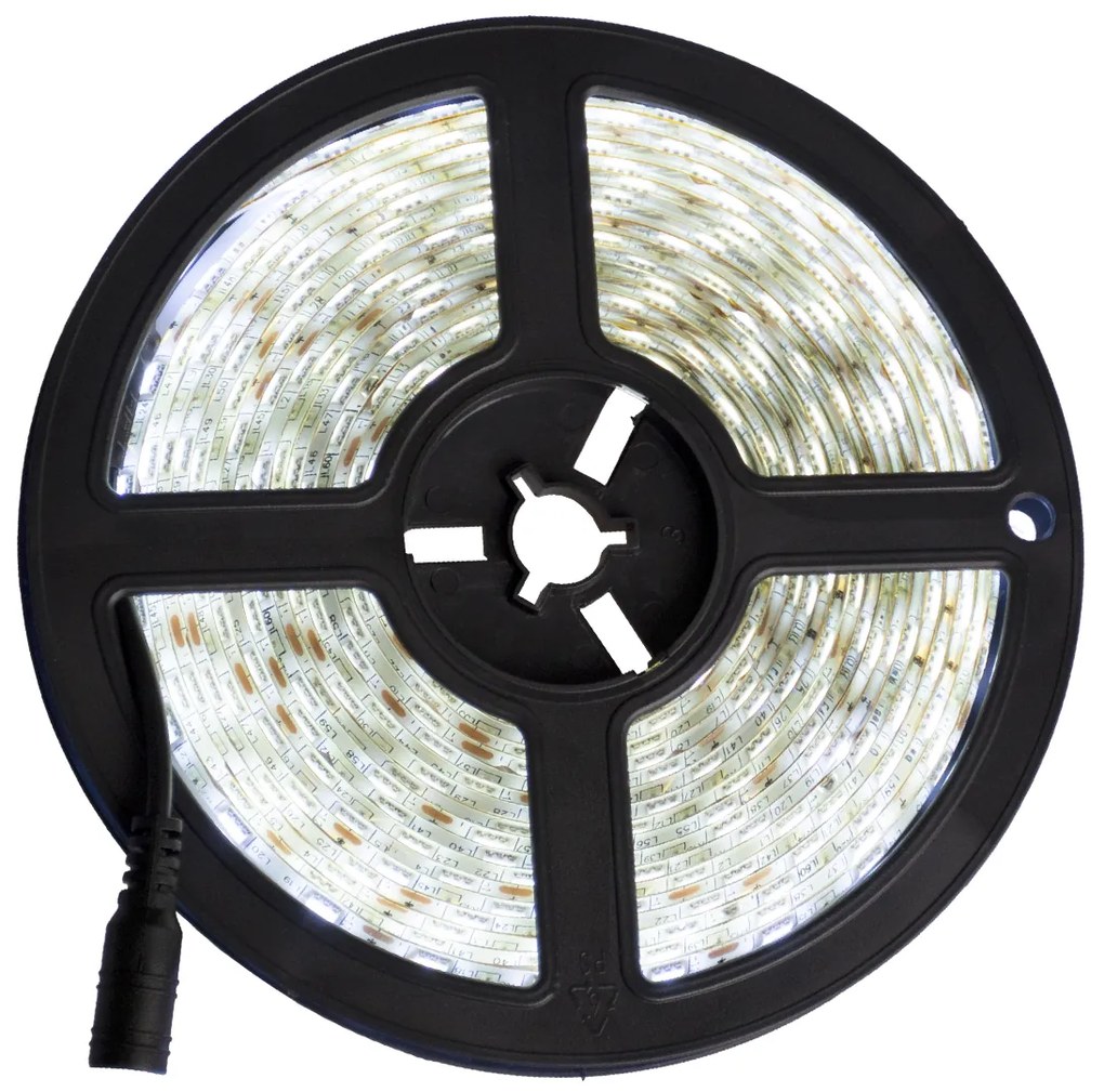 GloboStar® 70414 Σετ Ταινία LED 5m 72W/5m 12V 60LED/m 5050 SMD 1584lm/m 120° Αδιάβροχη IP65 με Ασύρματο Χειριστήριο RF 2.4Ghz και Τροφοδοτικό Ψυχρό Λευκό 6000K Dimmable