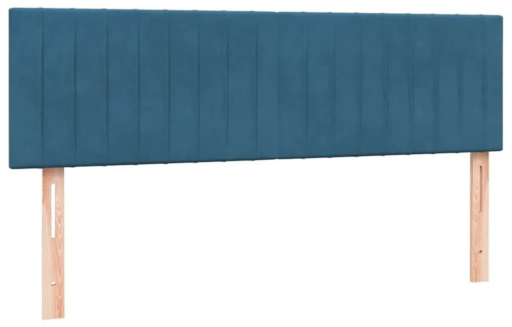 Κρεβάτι Boxspring με Στρώμα Σκούρο Μπλε 140x210 εκ. Βελούδινο - Μπλε