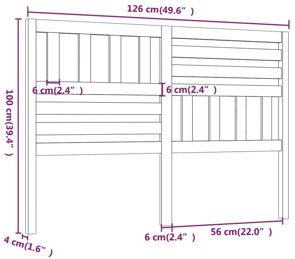 vidaXL Κεφαλάρι Κρεβατιού 126x4x100 εκ. από Μασίφ Ξύλο Πεύκου