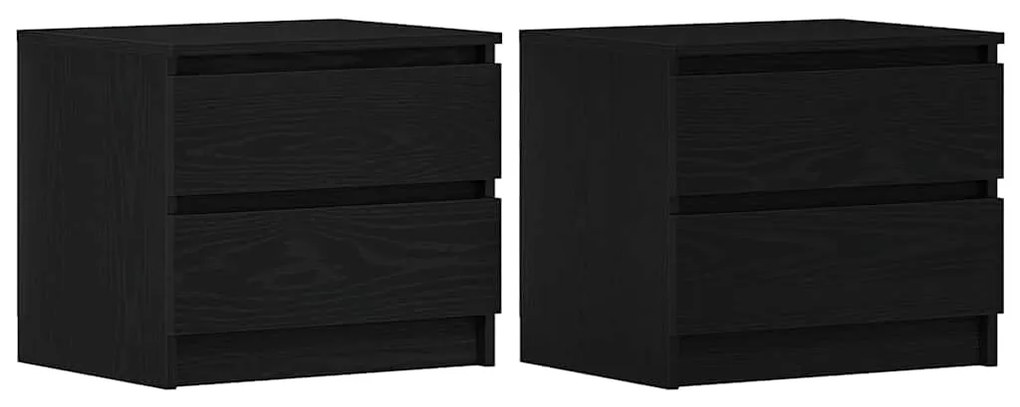 vidaXL Κομοδίνο 2 pcs Μαύρη δρυς 50 x 40 x 43.5 εκ. Επεξεργασμένο ξύλο