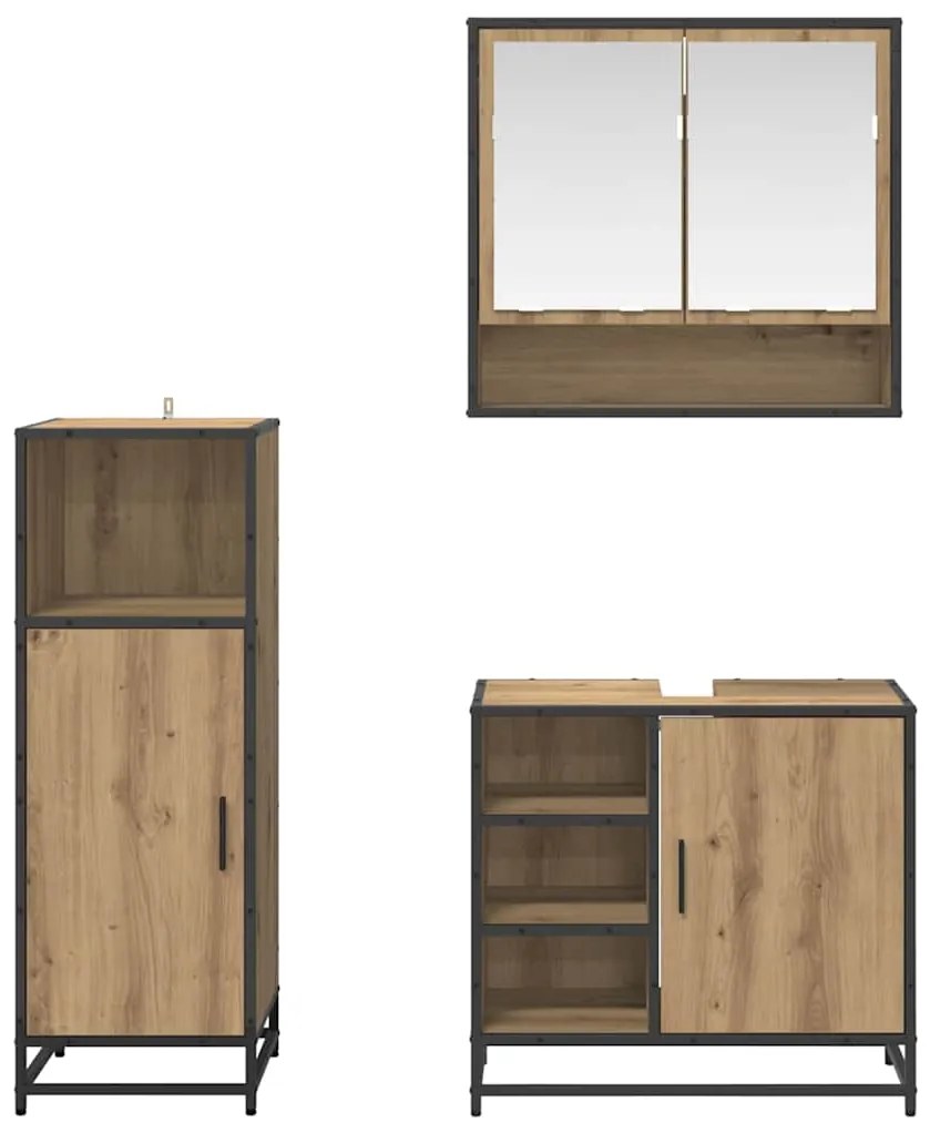vidaXL Σετ Επίπλων Μπάνιου 3 pcs Artisan Oak Επεξεργασμένο ξύλο