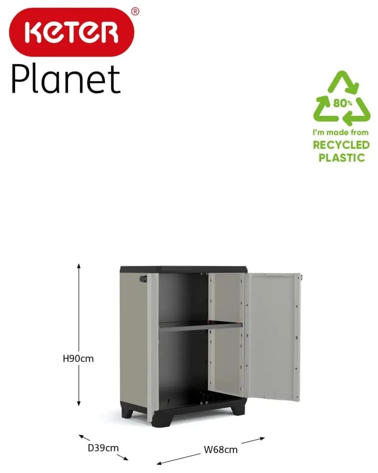 Keter Χαμηλό Ντουλάπι Αποθήκευσης Planet Γκρι και Μαύρο  - Πολύχρωμο