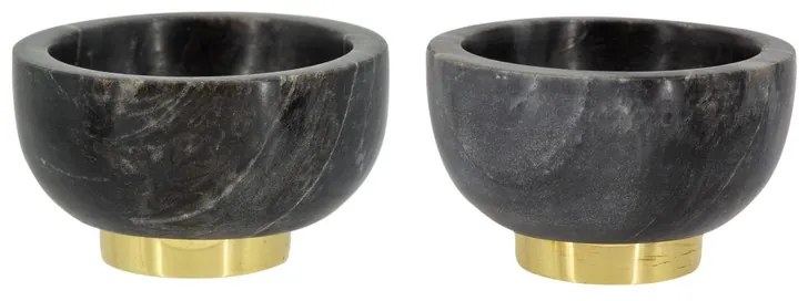 Artekko Ketch Διακοσμητικό Μπολ Μάρμαρο Μάυρο Χρυσό (10.2x10.2x6.4)cm Σετ/2 Artekko 78602-BLAC-DS