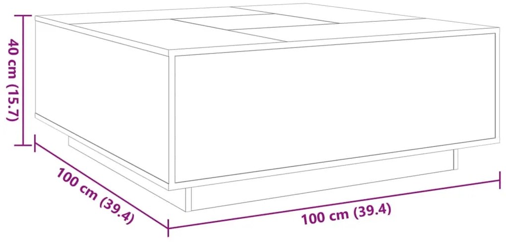 Τραπεζάκι Σαλονιού Άπειρο Φως LED Γκρι Sonoma 100x100x40 εκ. - Γκρι