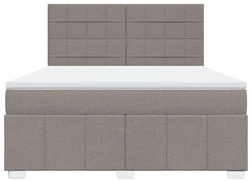 Κρεβάτι Boxspring με Στρώμα Taupe 180x200 εκ. Υφασμάτινο - Μπεζ-Γκρι