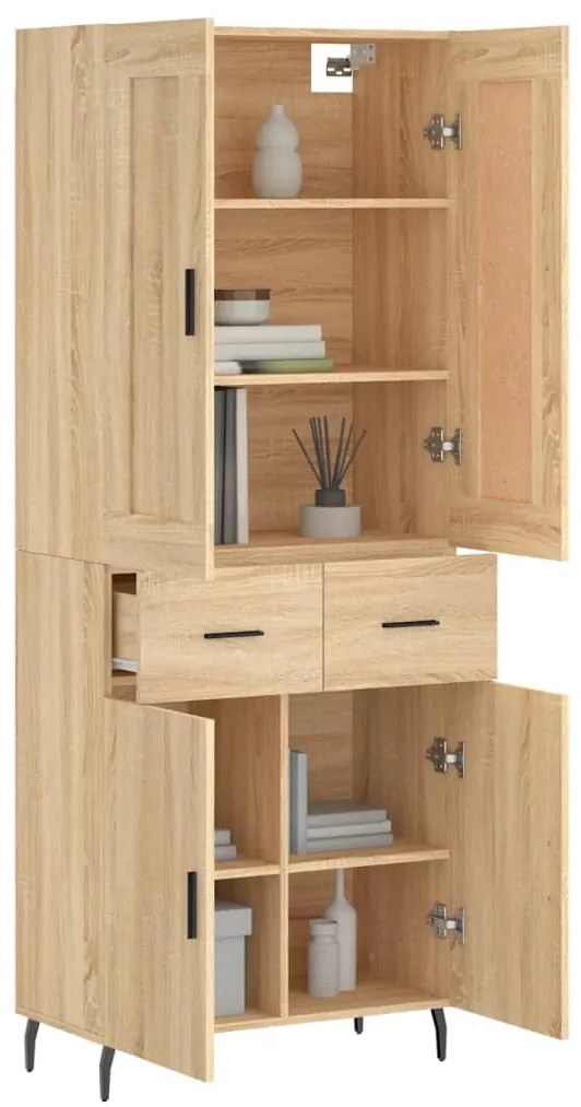 vidaXL Ντουλάπι Sonoma δρυς 69,5 x 34 x 180 εκ. από Επεξεργασμένο Ξύλο