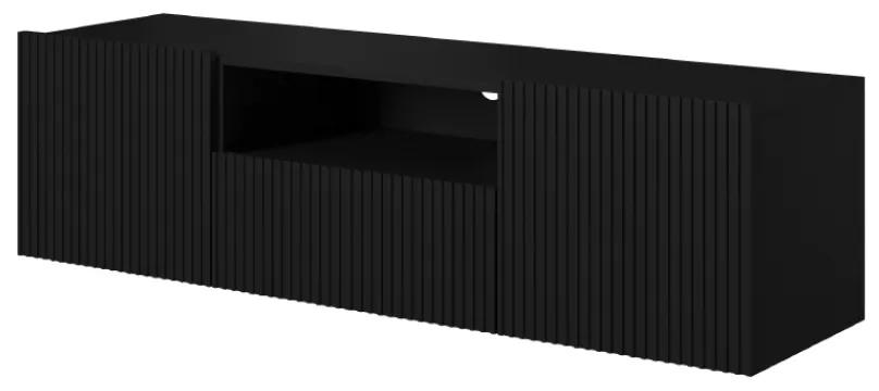 Σύνθετο τηλεόρασης NICOLE, επιτοίχιο, με 2 ντουλάπια και 1 συρτάρι, μαύρο ματ 150x40x45cm-BOG1676