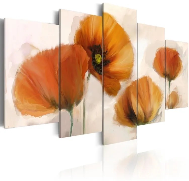 Πίνακας - Artistic poppies - 5 pieces - 100x50