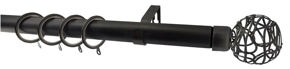 Κουρτινόξυλο Φ28mm Μονό Επεκτεινόμενο 160-300cm Με Άκρα Grace Industrial Black 998185