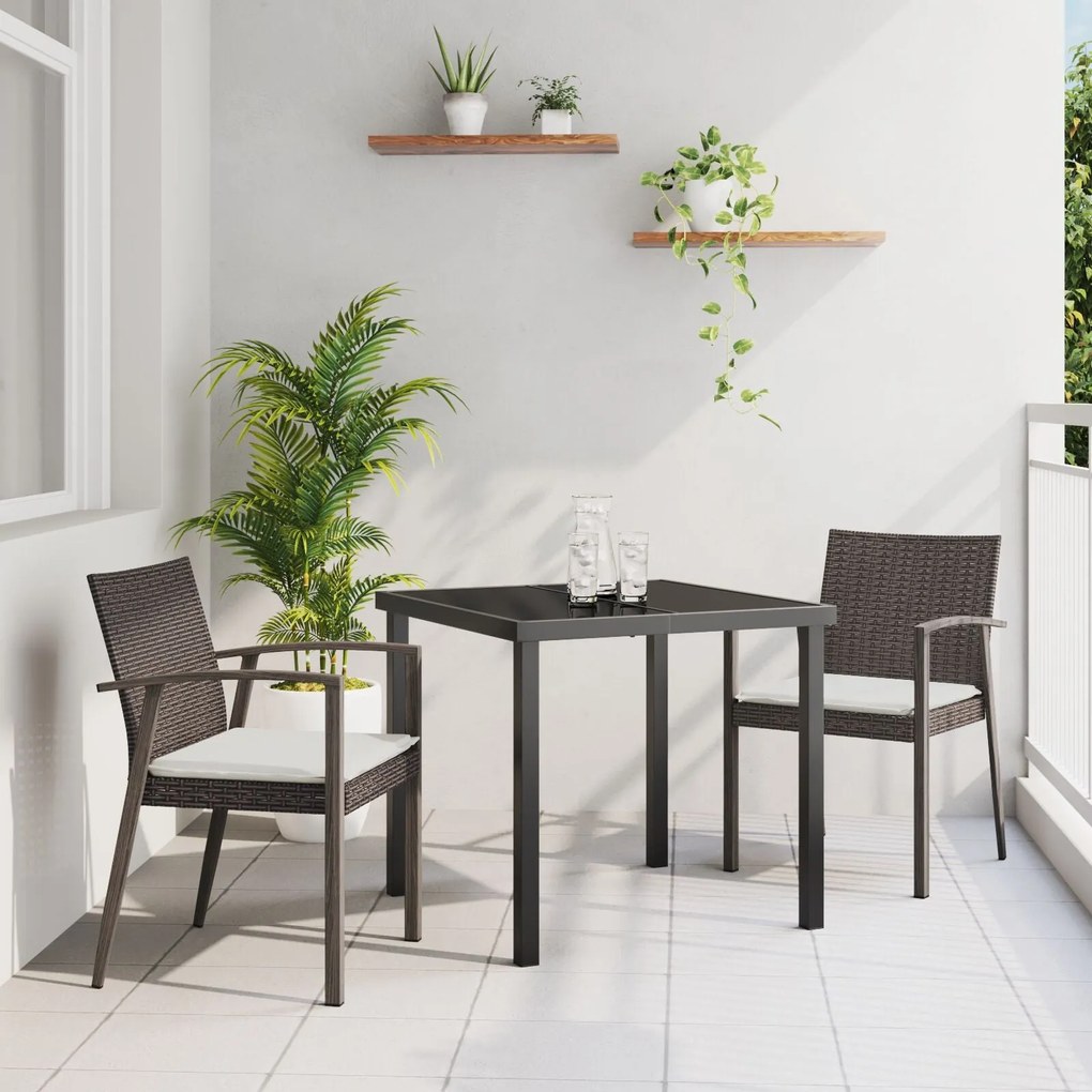 vidaXL Σετ 2 Καφέ PE ράτα Δίθεσο Ανθεκτικό Κάθισμα Εξωτερικού Χώρου