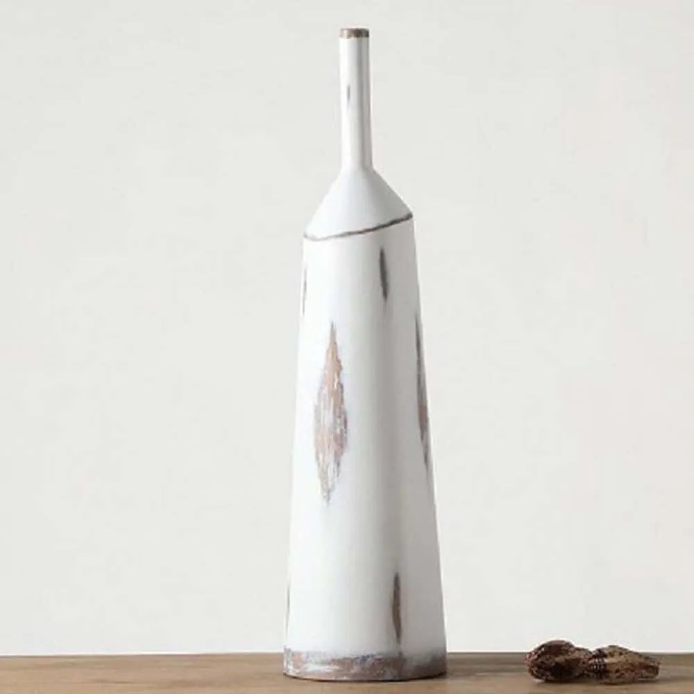 Βάζο Ανάγλυφο FIK370 15x15x57cm White Epsiel Πολυρεσίνη