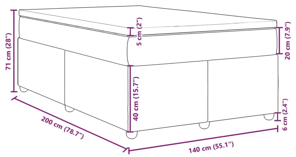 ΚΡΕΒΑΤΙ BOXSPRING ΜΕ ΣΤΡΩΜΑ ΣΚΟΥΡΟ ΚΑΦΕ 140X200 ΕΚ ΥΦΑΣΜΑΤΙΝΟ 3285383