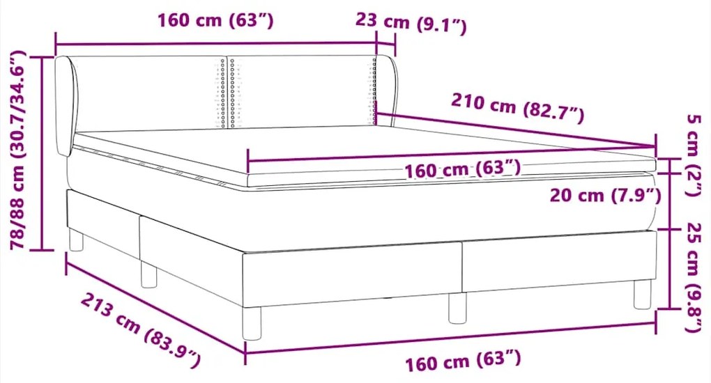 ΚΡΕΒΑΤΙ BOXSPRING ΜΕ ΣΤΡΩΜΑ ΣΚΟΥΡΟ ΜΠΛΕ 160X210 ΕΚ. ΒΕΛΟΥΔΙΝΟ 3317449