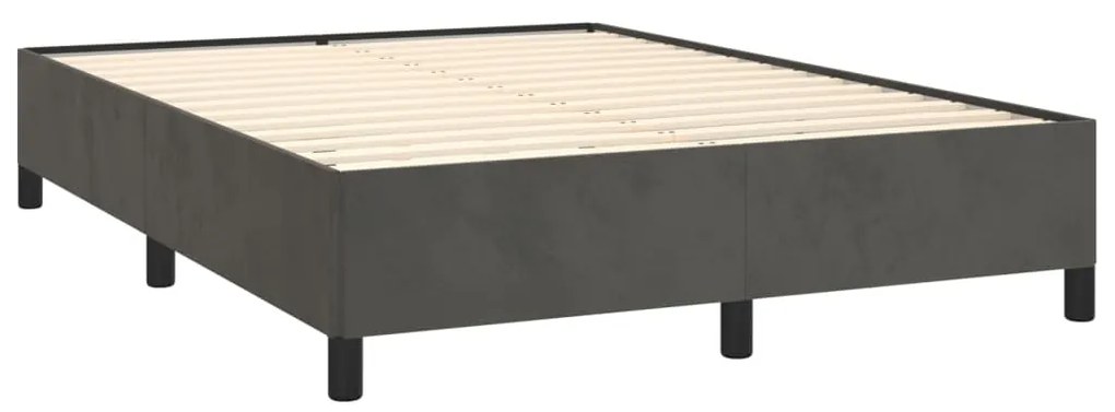 vidaXL Κρεβάτι Boxspring με Στρώμα Σκούρο Γκρι 140x200 εκ. Βελούδινο