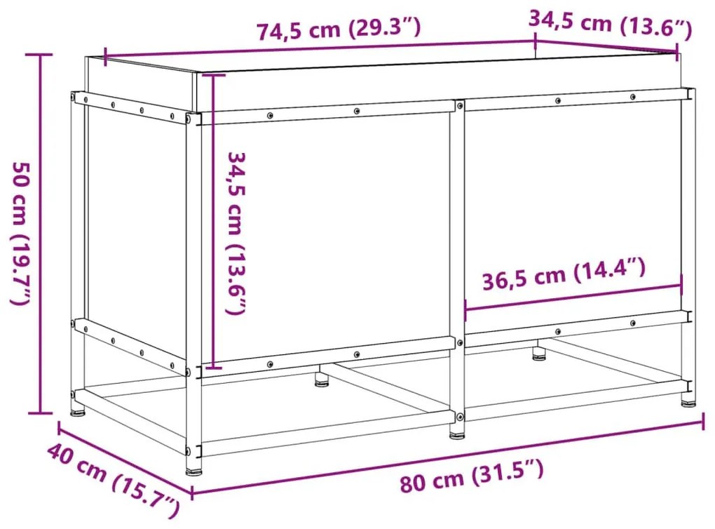 Ζαρντινιέρα 80x40x50 εκ. από Μασίφ Ξύλο Ψευδοτσούγκας - Καφέ