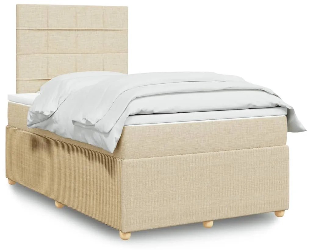 ΚΡΕΒΑΤΙ BOXSPRING ΜΕ ΣΤΡΩΜΑ ΚΡΕΜ 120X200 ΕΚ. ΥΦΑΣΜΑΤΙΝΟ 3294328