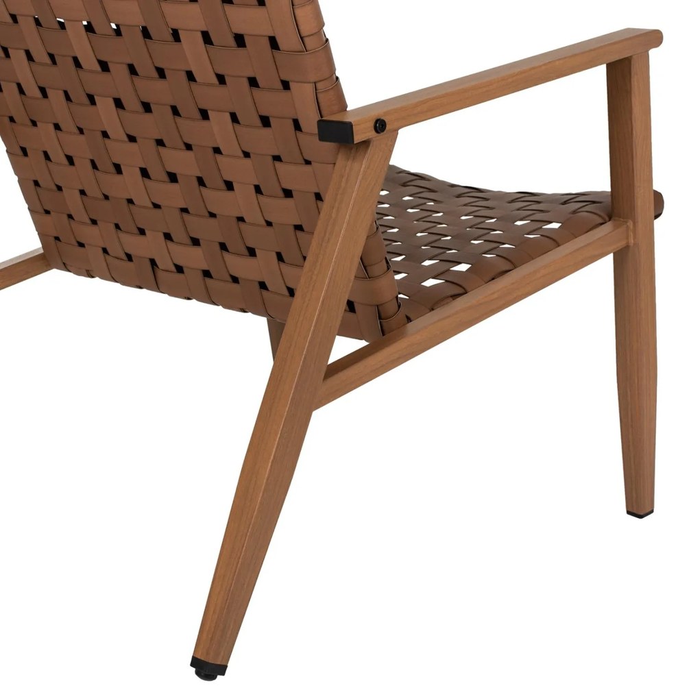 Πολυθρόνα FELIPE C5868.01 Μεταλλική Όψη Ξύλου με Rattan Δερμάτινη Όψη 63,5x75,5x77εκ. 63.5x75.5x77 εκ.
