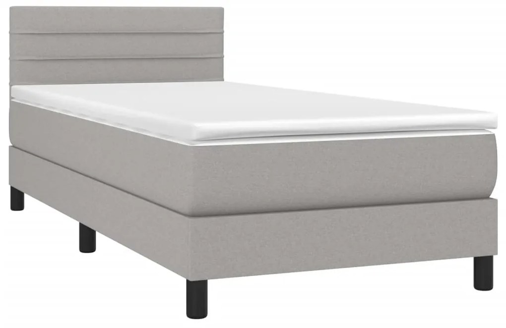 ΚΡΕΒΑΤΙ BOXSPRING ΜΕ ΣΤΡΩΜΑ &amp; LED ΑΝ.ΓΚΡΙ 90X190 ΕΚ. ΥΦΑΣΜΑΤΙΝΟ 3133197