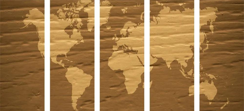 5 μέρη εικόνα καφέ παγκόσμιο χάρτη - 100x50