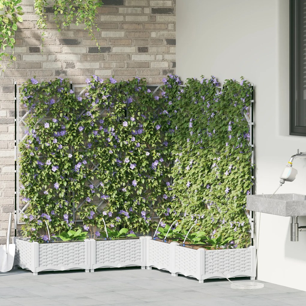 vidaXL Γλάστρες Κήπου 1 τεμ Καφασωτό Λευκό 120 x 120 x 126 cm Πλαστικό