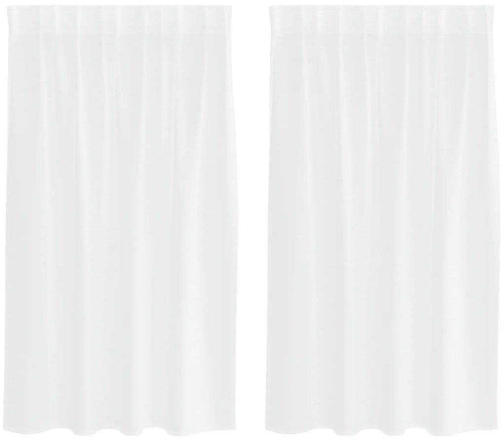 vidaXL Κουρτίνες με κουρτίνες 2 pcs Λευκό 140 x 140 εκ. Πολυεστέρας