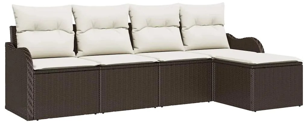 vidaXL Σετ Καναπέ Κήπου με μαξιλάρι 5 pcs Καφέ Πολυ ράταν