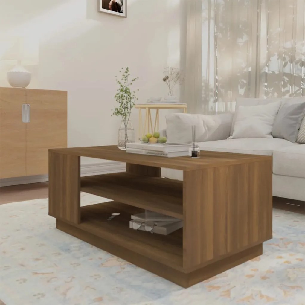 vidaXL Τραπεζάκι Σαλονιού Καφέ Δρυς 102x55x43 εκ. Επεξεργασμένο Ξύλο