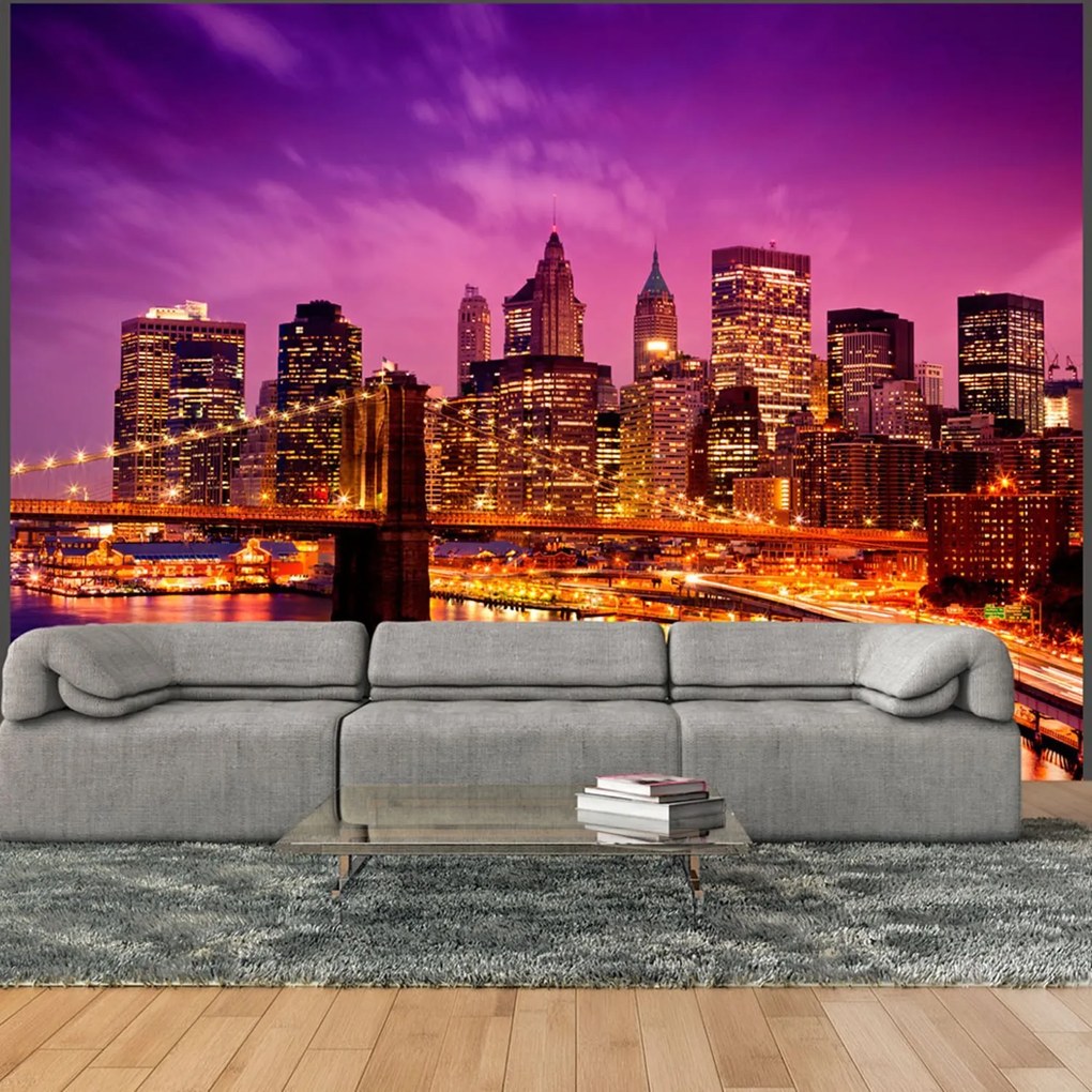 Φωτοταπετσαρία - Manhattan and Brooklyn Bridge by night 350x270