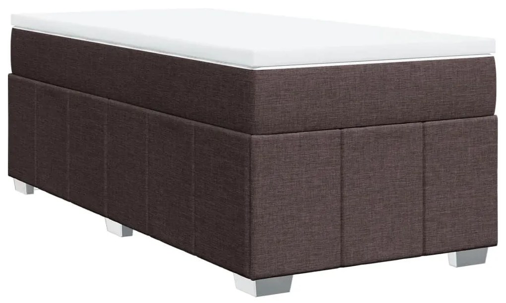 Κρεβάτι Boxspring με Στρώμα Σκούρο Καφέ 90x200 εκ. Υφασμάτινο - Καφέ