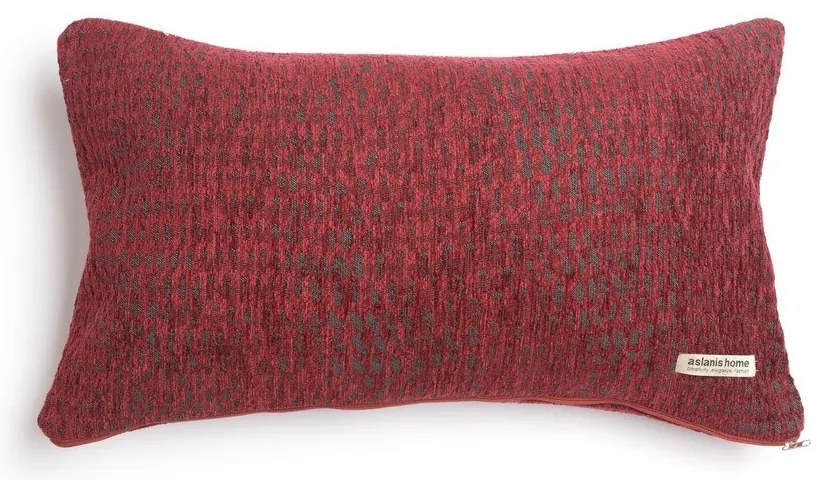 Μαξιλαροθήκη Διακοσμητική Ismaros Classic Bordo-Grey Aslanis Home 30X50 Βαμβάκι-Chenille