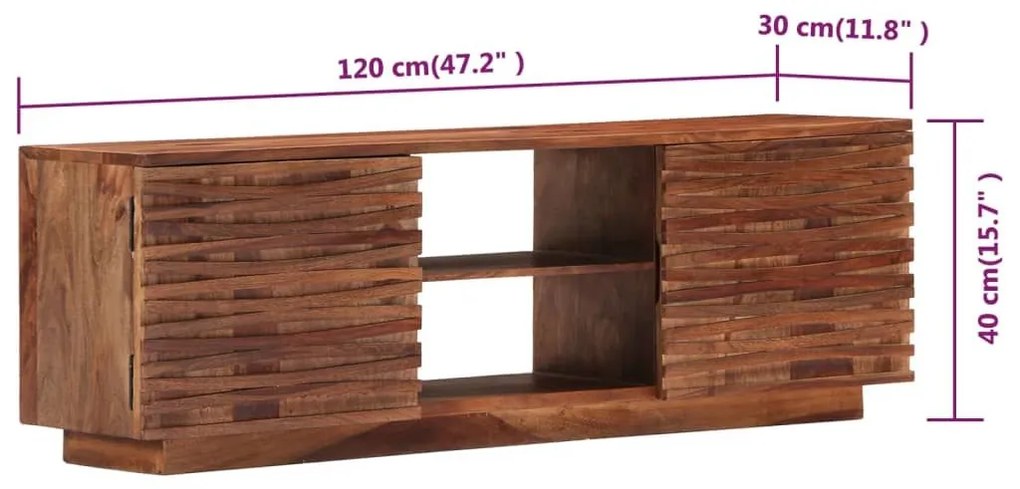 Έπιπλο Τηλεόρασης 120 x 30 x 40 εκ. από Μασίφ Ξύλο Sheesham - Καφέ