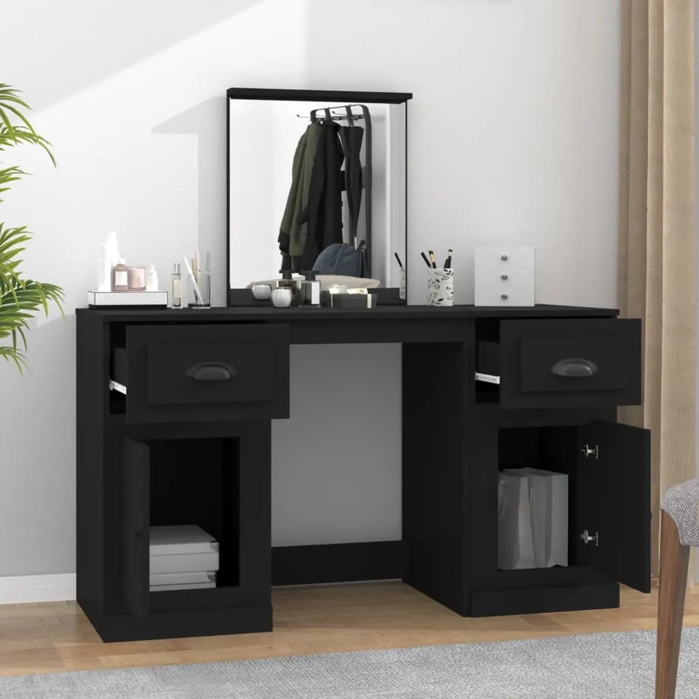 vidaXL Μπουντουάρ με Καθρέφτη Μαύρο 130x50x132,5 εκ.
