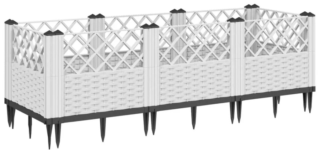 Ζαρντινιέρα με Πασσάλους Λευκή 123,5x43,5x43,5εκ Πολυπροπυλένιο - Λευκό