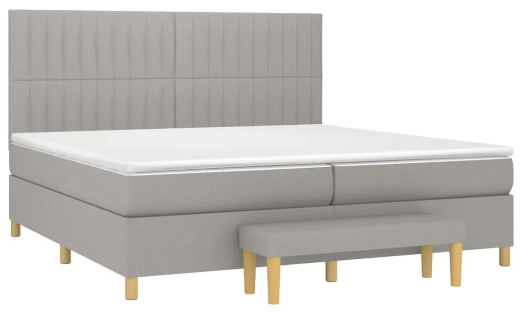 vidaXL Κρεβάτι Boxspring με Στρώμα Ανοιχτό Γκρι 200x200 εκ. Υφασμάτινο