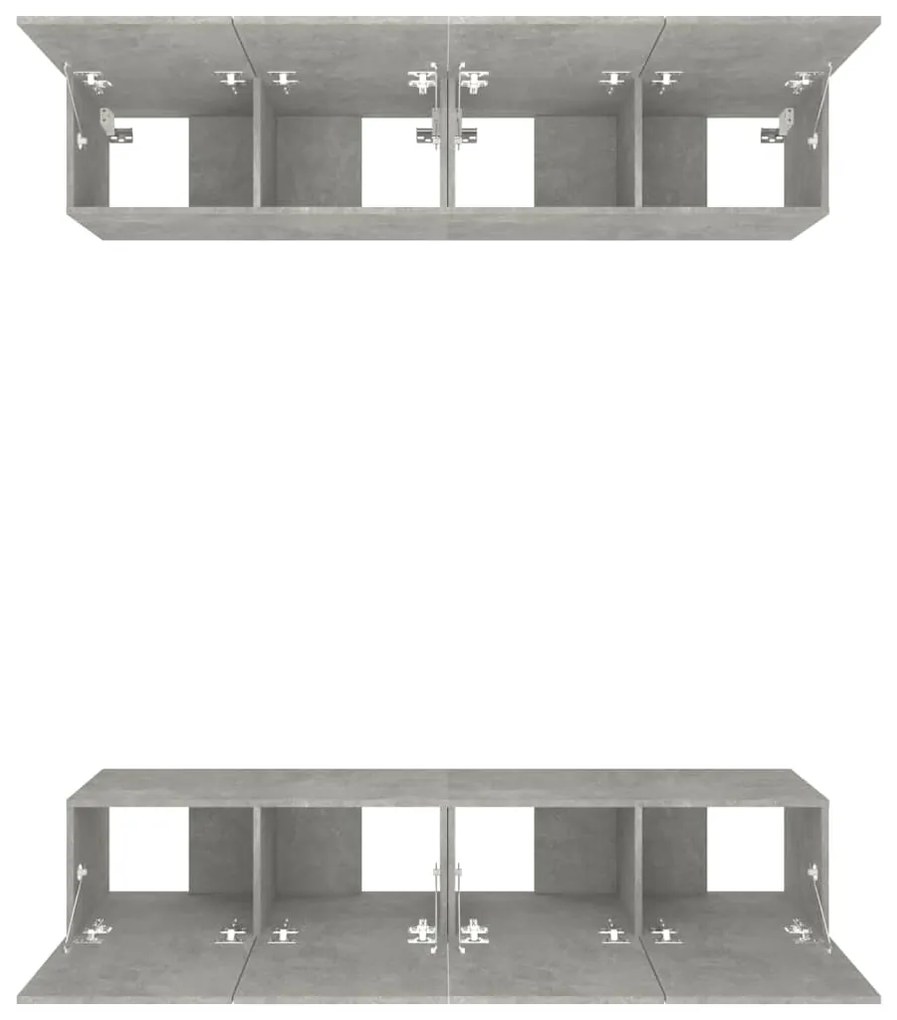 Έπιπλα Τηλεόρασης 4 τεμ. Γκρι Σκυρ. 80x30x30 εκ. Επεξ. Ξύλο - Γκρι