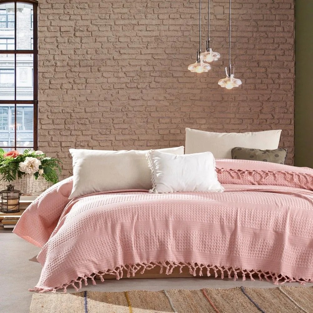 Κουβέρτα Dobby Cashmere Pink DimCol Queen Size 220x240cm 100% Βαμβάκι