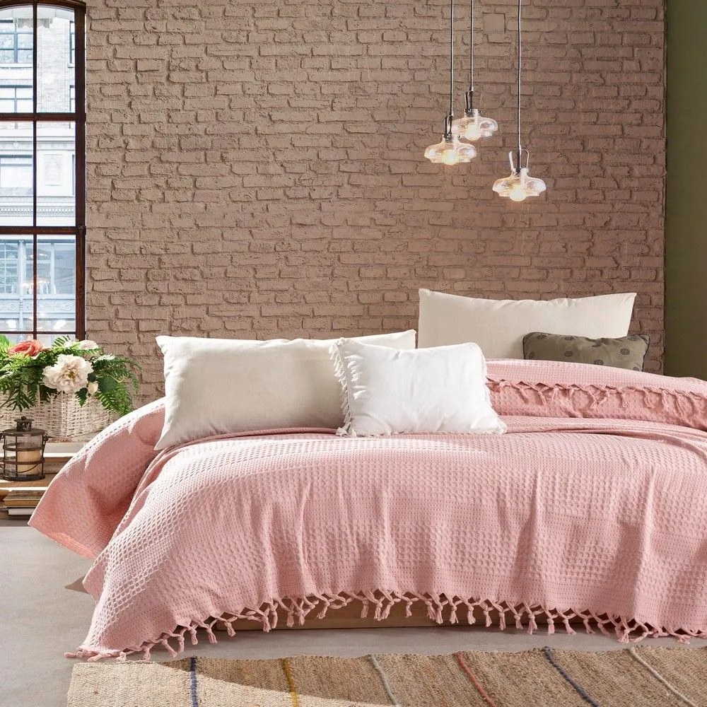 Κουβέρτα Dobby Cashmere Pink DimCol Υπέρδιπλo 220x240cm 100% Cotton