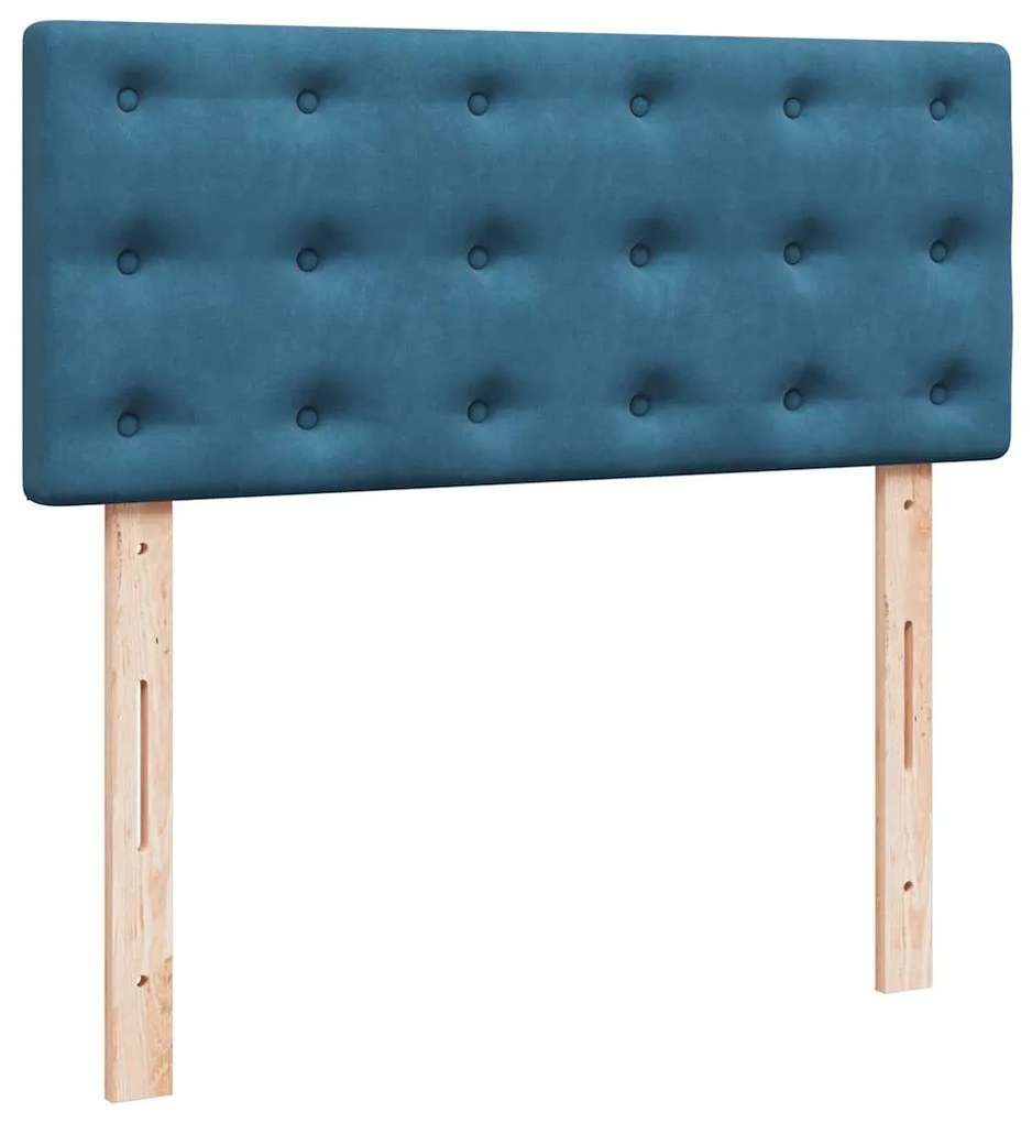 vidaXL Κρεβάτι Boxspring με Στρώμα Μπλε 120x190 εκ. Βελούδινο